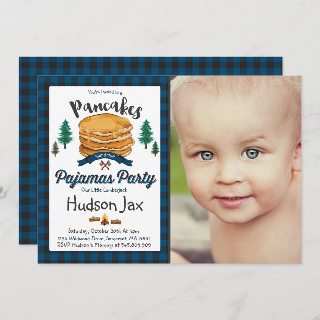 Invitación Crepes y pijamas (Anverso / Reverso)