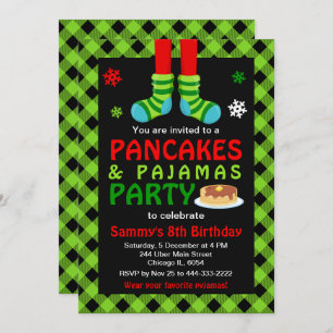Invitación Crepes y pijamas en el que se juega verde