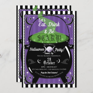 Invitación Crepitante Cauldron Whimsical Witch Halloween Part