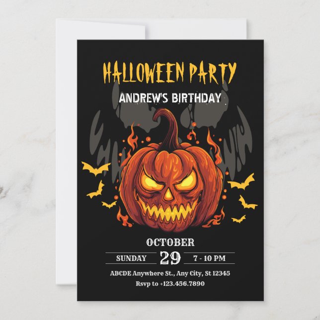 Invitación Crepúsculo cumpleaños de calabaza halloween (Anverso)