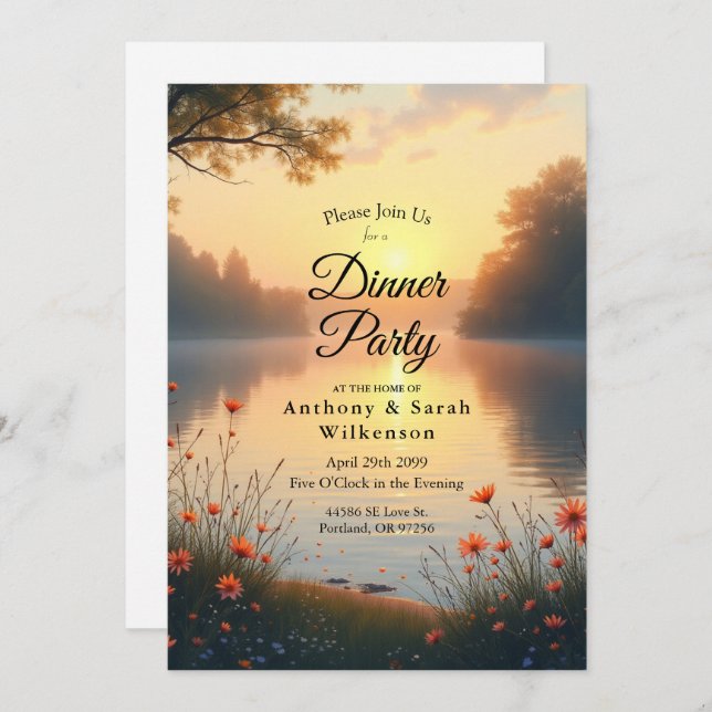 Invitación Crepúsculo junto al Lago Susurros junto al Agua (Anverso / Reverso)