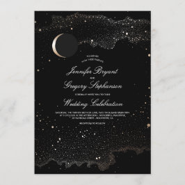 Invitación Crescent Moon and Night Stars Boda moderno
