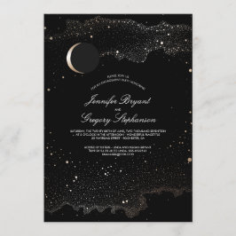 Invitación Crescent Moon and Night Stars Engagement Party