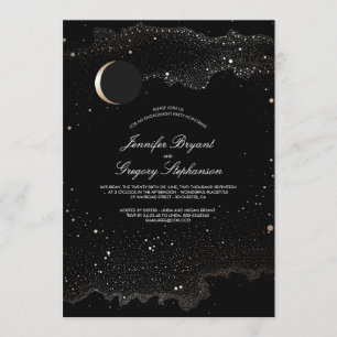 Invitación Crescent Moon and Night Stars Engagement Party