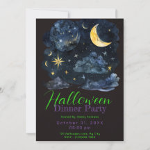 Crescent Moon Blue Clouds Halloween Cena Fiesta