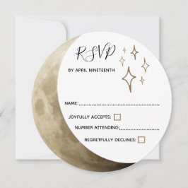 Invitación Crescent Moon & Gold Stars Wedding RSVP
