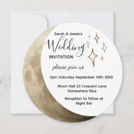 Invitación Crescent Moon & Gold Stars Wedting