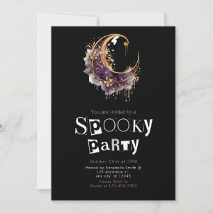 Invitación Crescent Moon Minimalista Halloween Party