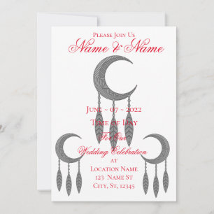 Invitación Crescent plateado plumas de luna Thunder_Cove Invi