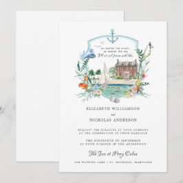 Invitación Crest de Boda Costero Náutico | Costa