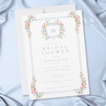 Crest de Bodas Champán Flor Silvestre Pastel Azul 