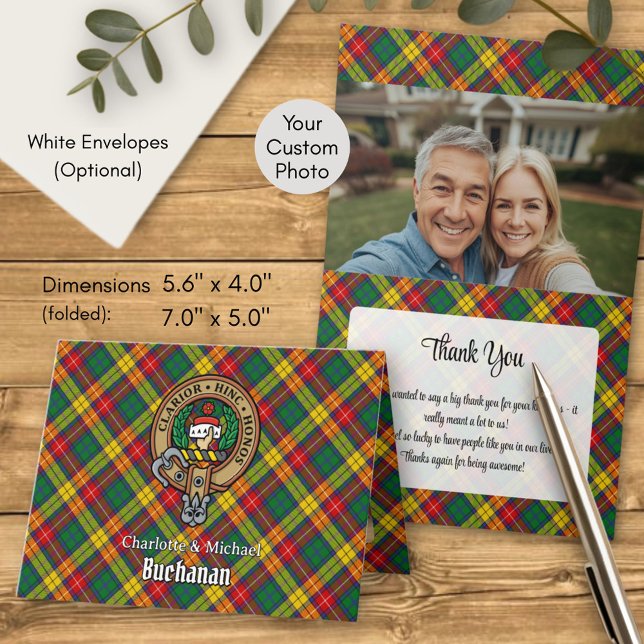 Invitación Crest de Clan Buchanan sobre Tartán (Subido por el creador)