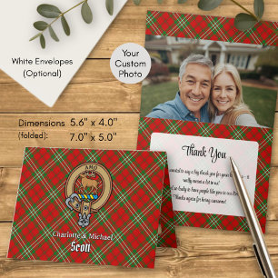 Invitación Crest de Clan Scott sobre Tartán Rojo