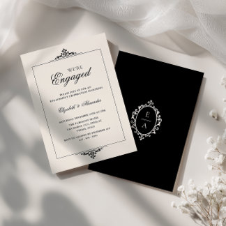 Invitación Crest de Dinero Antiguo Negro Crema Estamos Compro