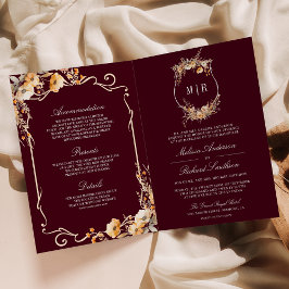 Invitación Crest de Flor Silvestre de Otoño Código QR de Boda