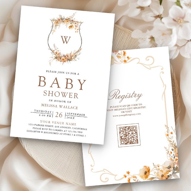 Invitación Crest de Flor Silvestre de Otoño Código QR Shower  (Subido por el creador)