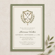 Crest de Golf Elegante Monograma Fiesta de Cumplea