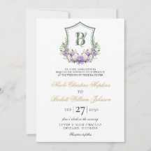 Crest Floral Blanco Morado Boda