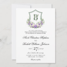 Crest Floral Blanco Morado Boda