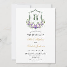 Crest Floral Blanco Morado Boda