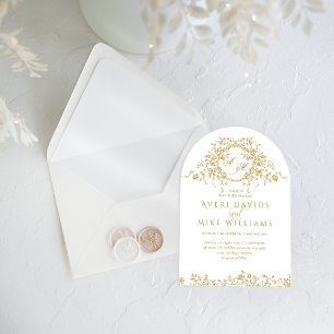 Invitación Crest Floral de Toile Clásico Francés Elegante Bod