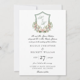 Invitación Crest Floral Rosa