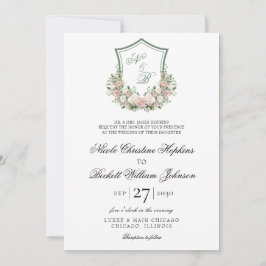 Invitación Crest Floral Rosa