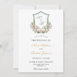 Invitación Crest Floral Rosa