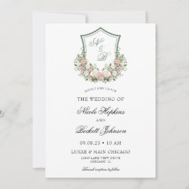 Invitación Crest Floral Rosa