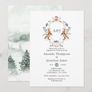 Invitación Crest Monograma de Laurel Bosque para Fiesta de Co