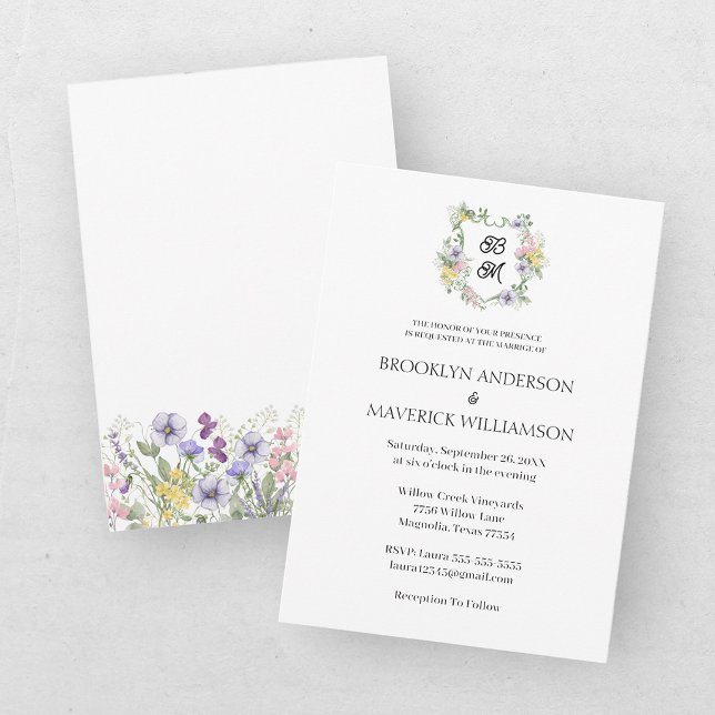 Invitación Crest Monograma Floral Formal de Boda (Subido por el creador)