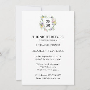Invitación Crest Monograma Floral Formal para Boda
