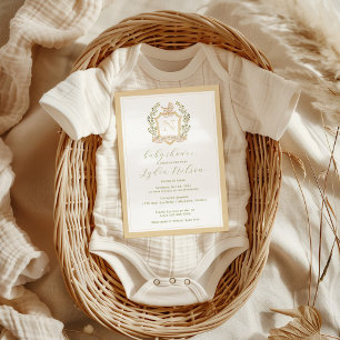 Invitación Crest Monograma para Cochecito de Bebé Baby Show
