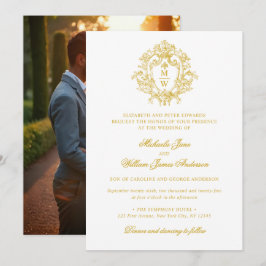 Invitación Crest Monograma Vintage Regencia Foto Boda