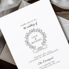 Invitación Crest Real Elegante Boda