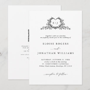 Invitación Cresta de Caligrafía Minimalista Código QR Boda Ch