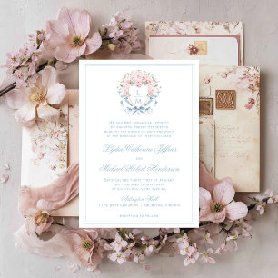 Invitación Crestá de Flor de Cerezo Dulce    Boda de Monogram