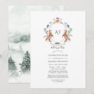 Invitación Cresta de Laurel Bosque Monograma Celebración de l