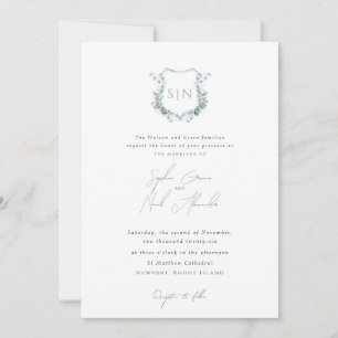 Invitación Crestá de Monograma Floral Moderno Formal Boda