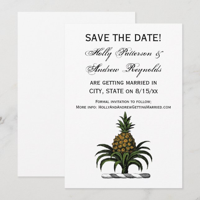 Invitación Cresta de Piña Heráldica Preppy Color WT (Anverso / Reverso)