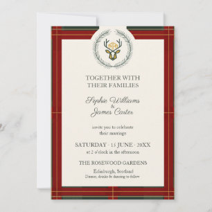 Invitación Crestado Ciervo Tartán Escocés