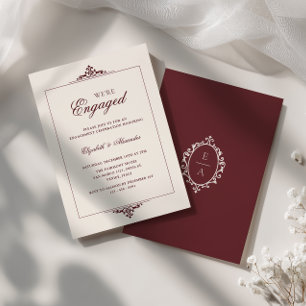 Invitación Crestal oval Antiguo dinero Burdeos Estamos compro