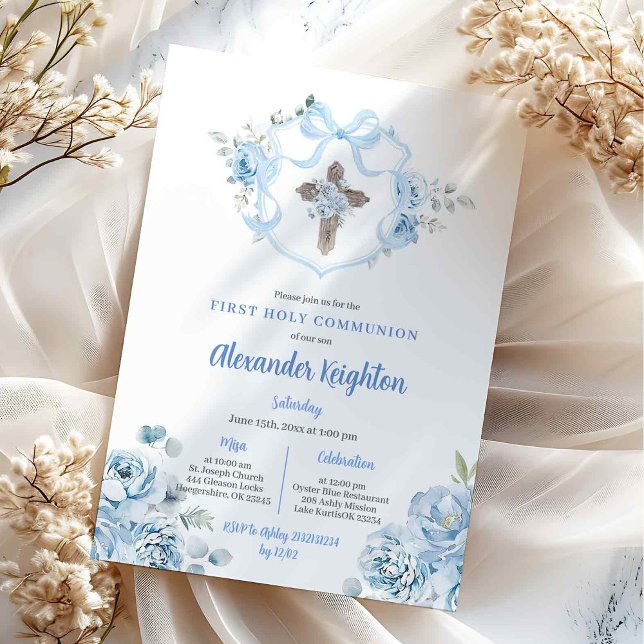 Invitación Crestón de cinta azul Primera Comunión (Subido por el creador)