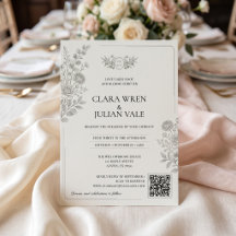 Crestón de código QR floral romántico vintage verd