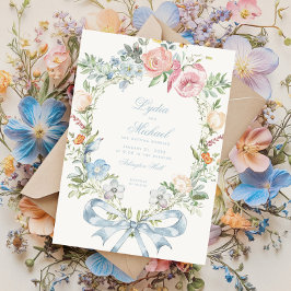Invitación Crestón de Corona Floral Elegante | Boda de Monogr
