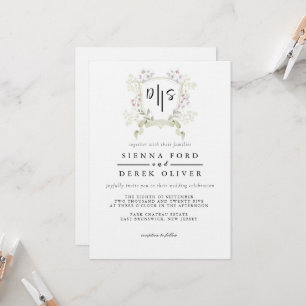 Invitación Crestón de Monograma de Flor Silvestre Crepuscular