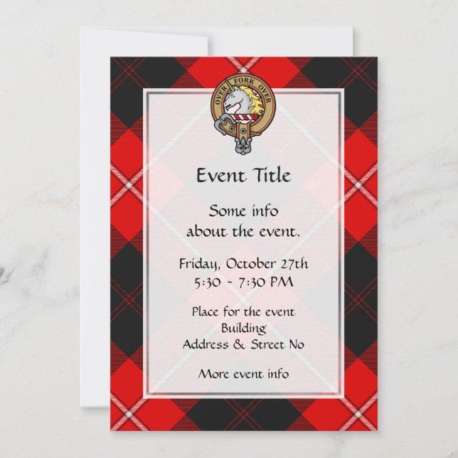 Invitación Crestón del Clan Cunningham sobre Tartán (Anverso)
