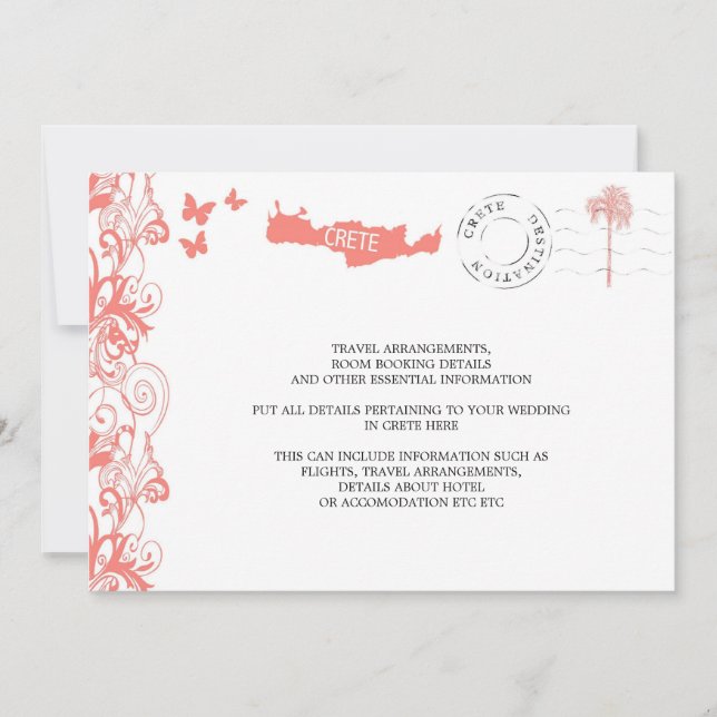Invitación Crete Boda Información de viajes (Anverso)