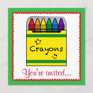 Invitación Creyones en un cumpleaños del proyecto del arte de