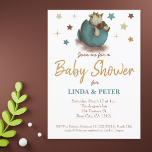 Invitación Cría bebé delta dinosaurio con Baby Shower neutral